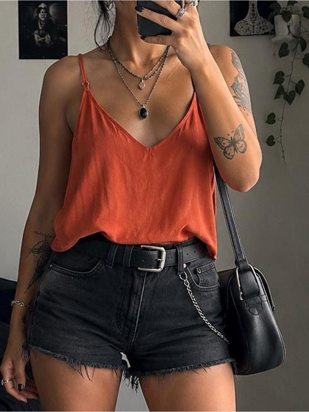 Akanji Coral Flowy Cami Tank Top Adjustable Straps Size L Boho Lightweight